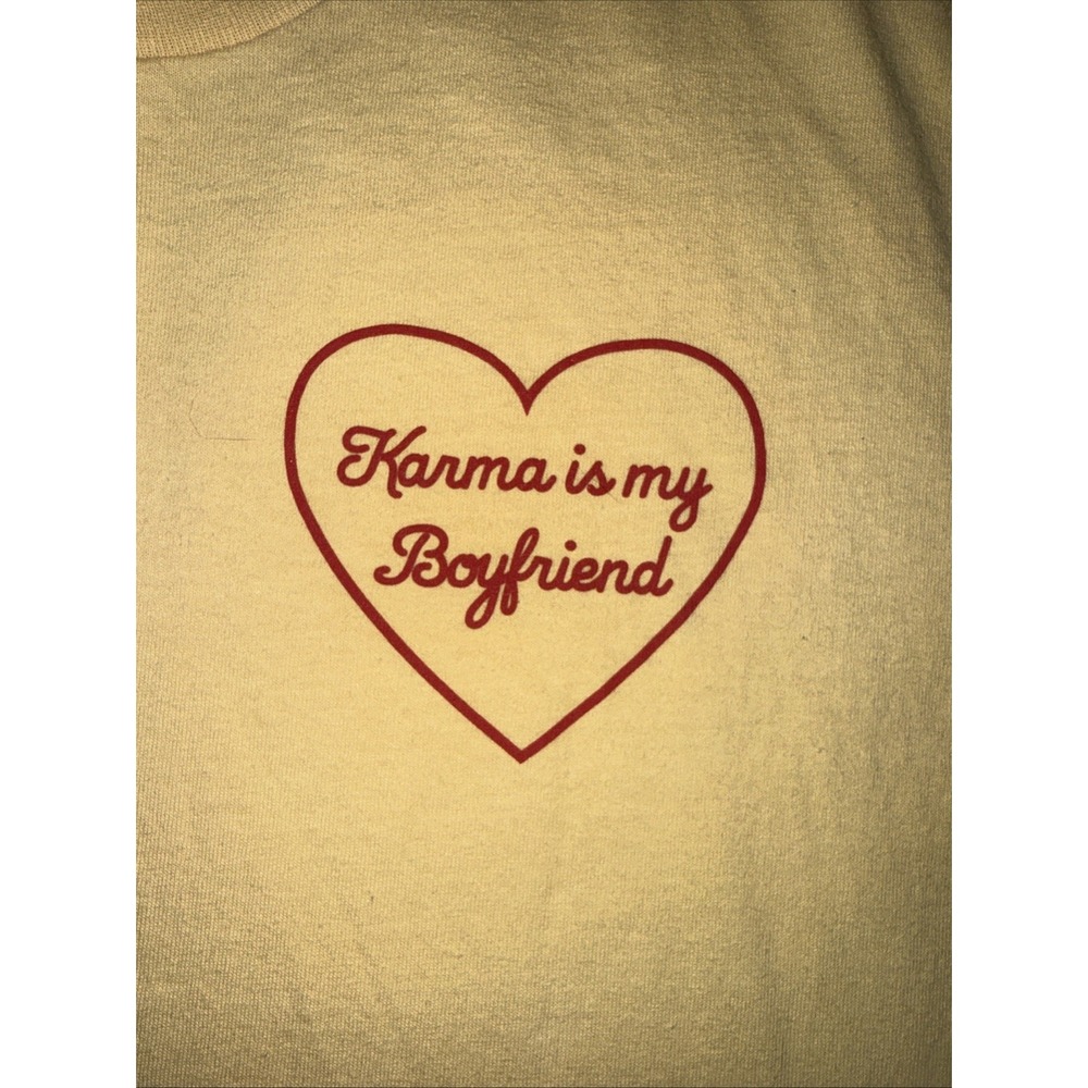 "Karma Is My Boyfriend" Taylor Swift Lyric Tee‎ – Butter Yellow – Size L - Picture 2 of 4